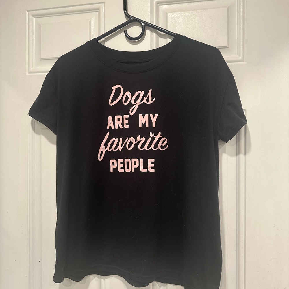 Black Dog Lover Tee with Pink Slogan Size: S (4-6)